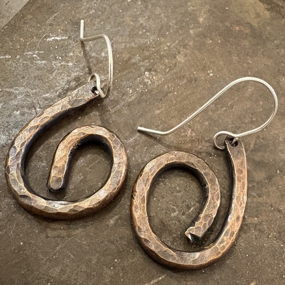 Pure Copper Healing Spiral Hook Earrings Jewelry Spiritual Kriya, Silver Earwire